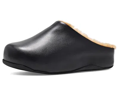 Fitflop Shuv Leather Shearling Mules Women's Slippers Black/terracotta Tan: 9 M (b)