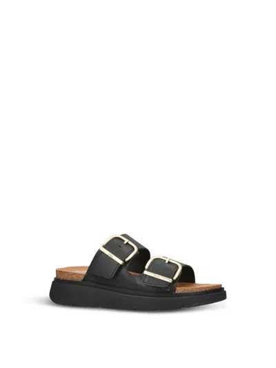 Fitflop Womens Gen-ff Buckle Two-bar Leather Slides In Black 001