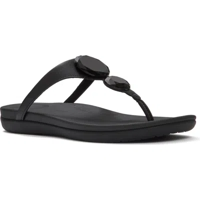 Fitflop Solay Glossy-disc Toe-post Sandals In Black