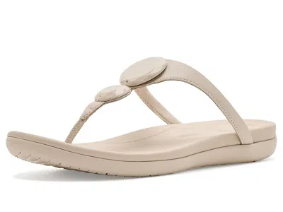 Fitflop Solay Glossy-disc Toe-post Sandals Women's Wedge Shoes Hazy Taupe: 10 M (b)