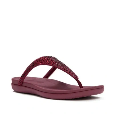 Fitflop Solay Mixed-crystal Toe-post Sandals In Burgundy