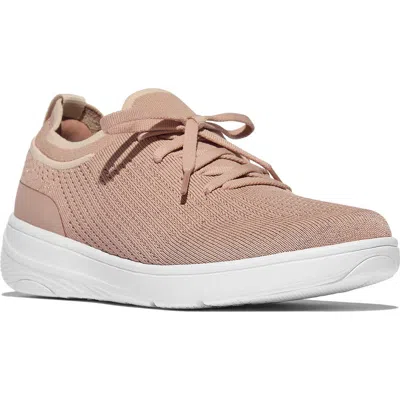 Fitflop Super-q Knit Sneaker In Beige Buff,rose Gold