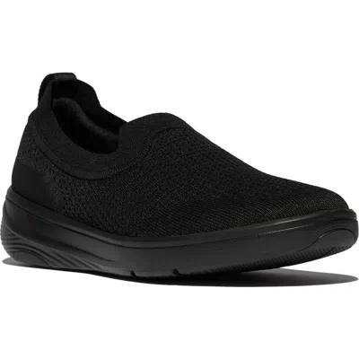 Fitflop Super-q Knit Slip-on Sneaker In All Black