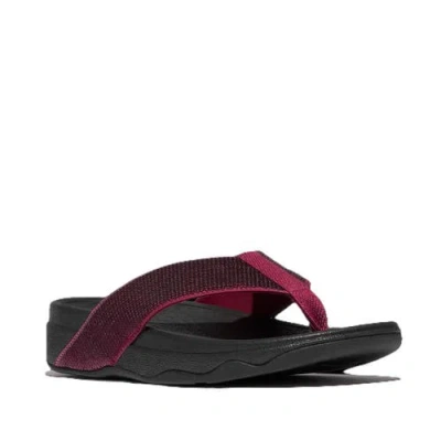 Fitflop Surfa Sequin Toe Post Sandals In Burgundy