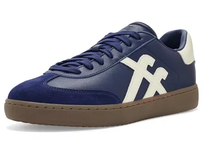 Fitflop The Dash T-toe Leather/suede Sneakers Women's Shoes Midnight Navy/urban White: 9 M (b) In Blue
