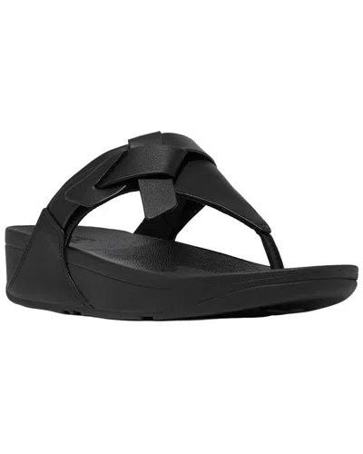 Fitflop Toe-post Leather Sandal In Black