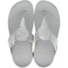 Fitflop Walkstar Dx4-011 Toe Post Sandals Women's Silver Slip-on Wedge Comfort In White