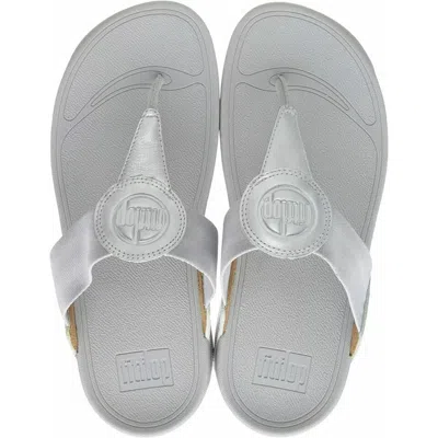 Fitflop Walkstar Dx4-011 Toe Post Sandals Women's Silver Slip-on Wedge Comfort