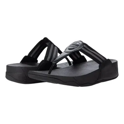Fitflop Walkstar Dx4-090 Toe Post Sandals Women's Black Slip-on Wedge Comfort