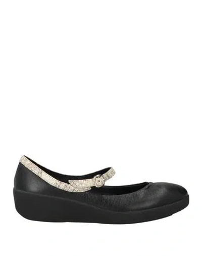 Fitflop Woman Ballet Flats Black Size 6 Leather