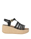 Fitflop Woman Espadrilles Black Size 7 Leather In Black