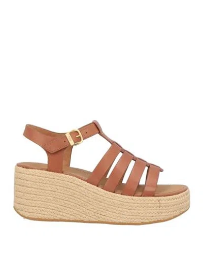 FITFLOP FITFLOP WOMAN ESPADRILLES BROWN SIZE 7 LEATHER