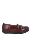 Fitflop Woman Loafers Burgundy Size 7 Leather In Red