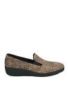 Fitflop Woman Loafers Khaki Size 6 Textile Fibers In Beige