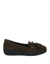 Fitflop Woman Loafers Military Green Size 6.5 Soft Leather In Green