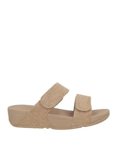 Fitflop Woman Sandals Beige Size 8 Textile Fibers In Brown
