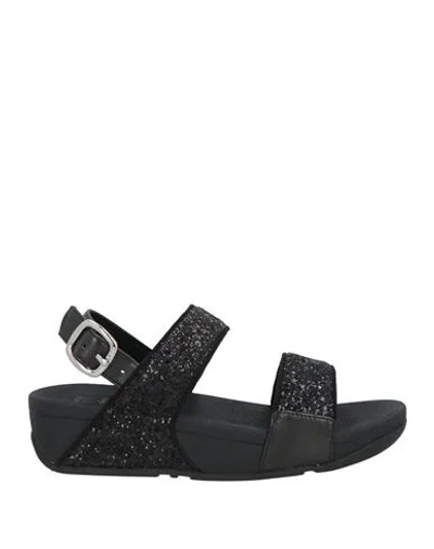 Fitflop Woman Sandals Black Size 6 Textile Fibers