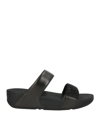 Fitflop Woman Sandals Black Size 7 Synthetic Material, Textile Fibers In Multi