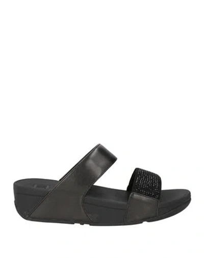 Fitflop Woman Sandals Black Size 7 Textile Fibers