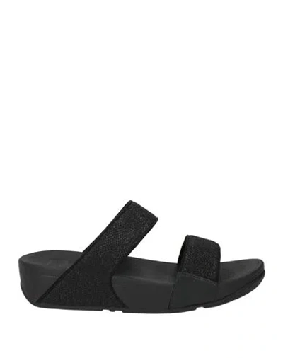 Fitflop Woman Sandals Black Size 8 Textile Fibers In Animal Print