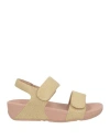 Fitflop Woman Sandals Gold Size 7 Textile Fibers In Gold