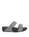 Fitflop Woman Sandals Gunmetal Size 10 Textile Fibers In Gray