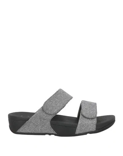 Fitflop Woman Sandals Gunmetal Size 10 Textile Fibers In Gray