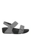 Fitflop Woman Sandals Gunmetal Size 7 Textile Fibers In Multi