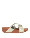 Fitflop Woman Sandals Platinum Size 9 Textile Fibers In Grey