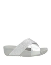 Fitflop Women's Lulu Embellished Metallic Crisscross Slide Sandals In Silver