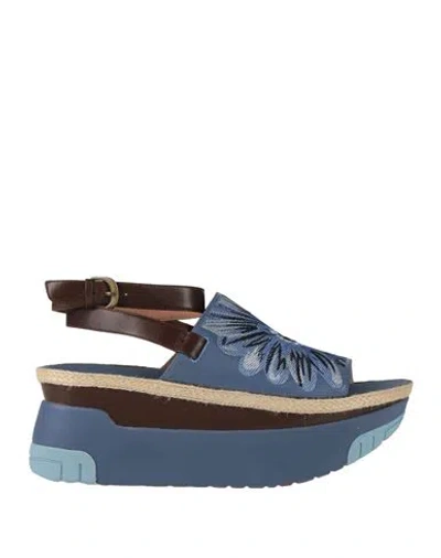 Fitflop Woman Sandals Slate Blue Size 7 Leather