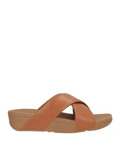 Fitflop Woman Sandals Tan Size 9 Leather In Brown