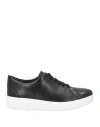 Fitflop Woman Sneakers Black Size 7 Soft Leather In Black