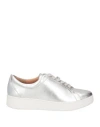 Fitflop Woman Sneakers Silver Size 5 Soft Leather In White