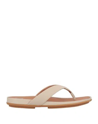 Fitflop Woman Thong Sandal Beige Size 7 Leather