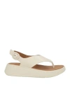 Fitflop Woman Thong Sandal Beige Size 7 Leather, Rubber In Neutral