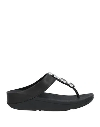 Fitflop Woman Thong Sandal Black Size 7 Leather