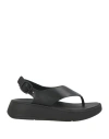 Fitflop Woman Thong Sandal Black Size 7 Leather In Black