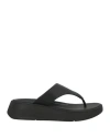 Fitflop Woman Thong Sandal Black Size 7 Leather, Rubber In Black