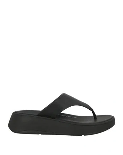 Fitflop Woman Thong Sandal Black Size 7 Leather, Rubber