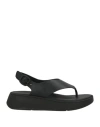 Fitflop Woman Thong Sandal Black Size 7 Leather, Rubber In Black