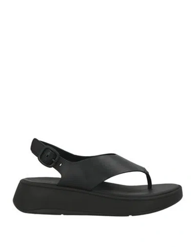 Fitflop Woman Thong Sandal Black Size 7 Leather, Rubber
