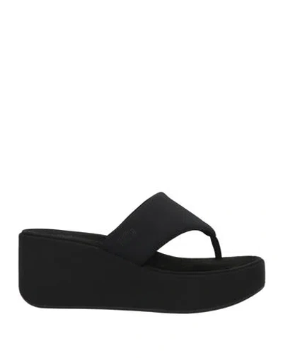 FITFLOP FITFLOP WOMAN THONG SANDAL BLACK SIZE 7 TEXTILE FIBERS