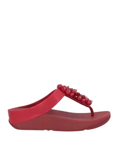 Fitflop Woman Thong Sandal Brick Size 8 Synthetic Material In Brown