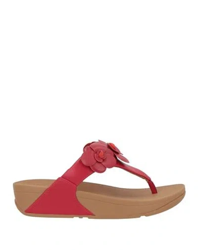 Fitflop Woman Thong Sandal Brick Size 8 Synthetic Material In Red
