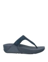 Fitflop Woman Thong Sandal Midnight Blue Size 7 Textile Fibers In Blue