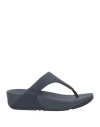 Fitflop Woman Thong Sandal Navy Size 7 Leather In Blue