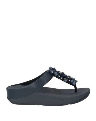 Fitflop Woman Thong Sandal Navy Size 8 Synthetic Material In Blue