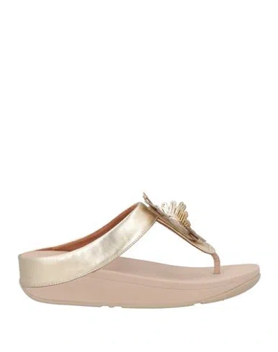 Fitflop Woman Thong Sandal Platinum Size 9 Leather In Multi