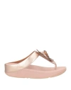 Fitflop Woman Thong Sandal Rose Gold Size 5 Leather In Multi